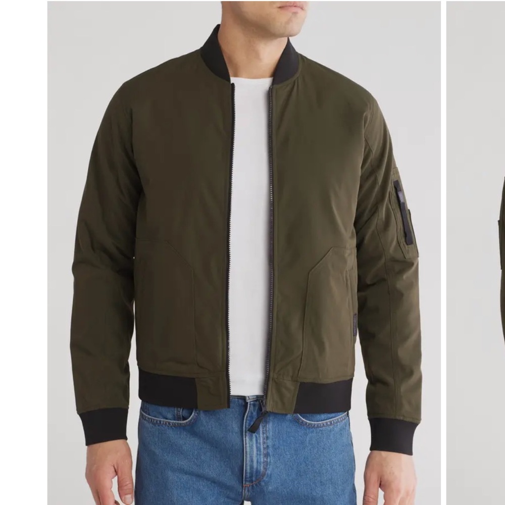 Nordstrom Carbon + Craft Olive Bomber Jacket with Black Trim